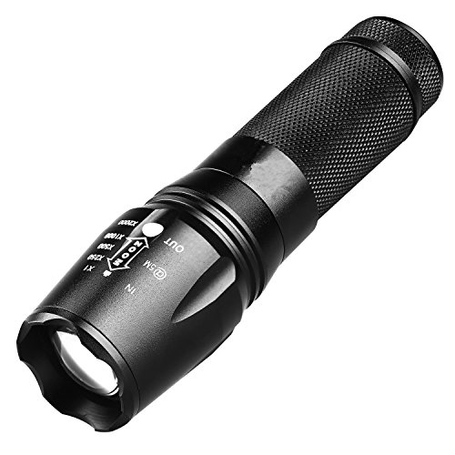BinKe Taschenlampe 2000 Lumen LED Cree XM-L T6, Wasserdicht, 5 Leuchtmodi, Inklusive 18650 Batterie und Ladeeinrichtung