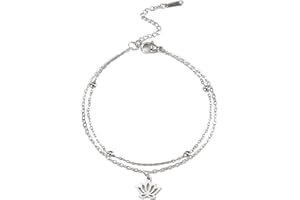 EUEAVAN Bracciale Fiore di Loto per Donna Yoga Meditazione Chakra Cavigliera Regolabile Moda Yoga Gioielli Appassionati di Yoga Regalo Yogi Donna Ragazza