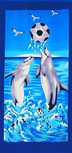 100% Cotton Large Moon Light Playing Dolphin Design Beach/Bath/Gym/Swimming Towel 75x150cm