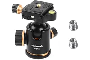 Pergear TH3 Pro DSLR Camera Tripod Ball Head, 8KG/17.6lbs Loading Capacity, 360 Degree Swivel, Metal Build Quality, Fine Tuning Damping, U-Shaped Groove Design for Easy Switching Into Vertical Mode