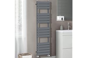 Warmehaus Flat Panel Heated Towel Rail Grey Anthracite Bathroom Ladder Radiator Warmer 1600 x 600mm