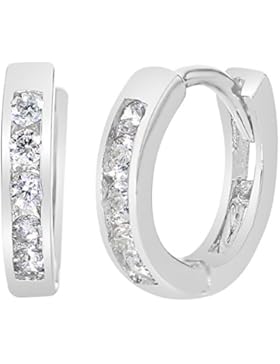 In Season Jewelry Mädchen - Creolen Ohrringe Klar 925 Sterling Silber CZ Zikronia 10mm