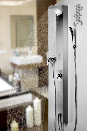 Preisvergleich Produktbild Duschpaneel Edelstahl gebürstet Duschsäule Wasserfall Brauseanschluss Sanlingo