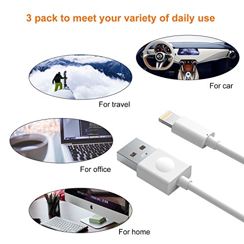 Ulinek Lot de 3 C  ble Lightning de Chargeur iPhone 2m C  ble iPhone Charge Rapide pour Apple iPhone 8 Plus   7 Plus   6s Plus   5c   5s   5   Se iPad