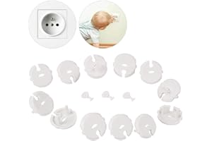 LETANG 12 Pcs Cache prise et 3 Pcs Clé, Portection prise pour Prise de Courant Cache Prise Électrique pour Bébé Enfant sécurité Kit Sécurité Bébé Enfant