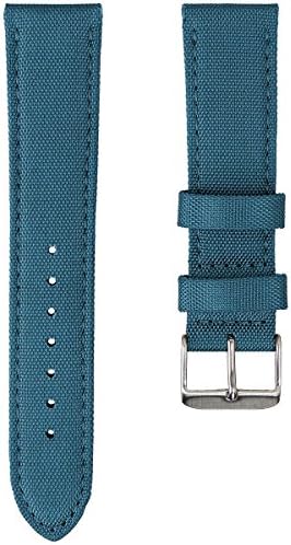 Geckota® Nylon Canvas Fabric Padded Durable Sport Watch Strap, Blue, 22mm