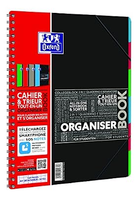 Oxford - 400019523 - Organiser Book - Cahier + Trieur - 160 Pages - Coloris Aléatoire