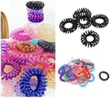 5, 10 or 25 Black or Colourful Ladies, Girls stretchy Elastic Phone Line Wire Coil Hair ponytail bands, hair ties, bobbles, gift bags by Fat-catz-copy-catz