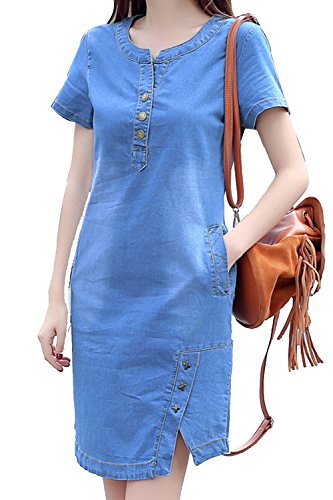 Denim Dress Tie Front Dress Amazon Korean Style Denim Dresses