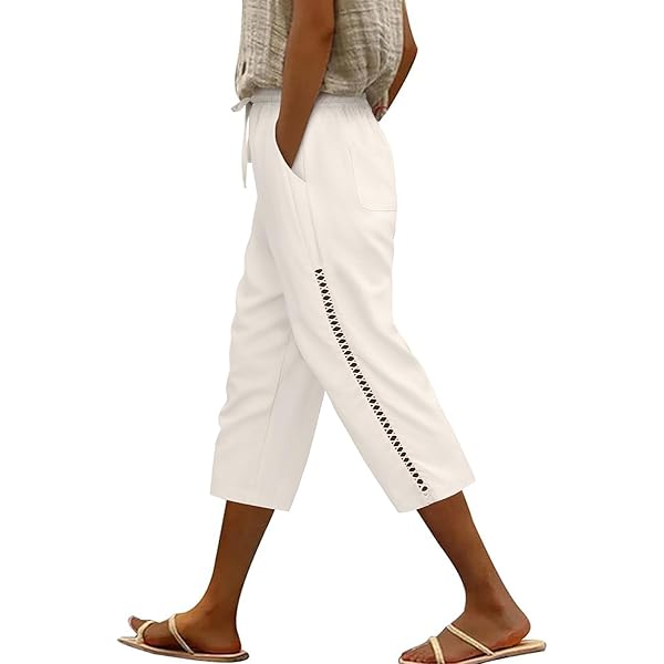 Niwicee Linnen broek dames zomer 3/4 culotte lichte wijde