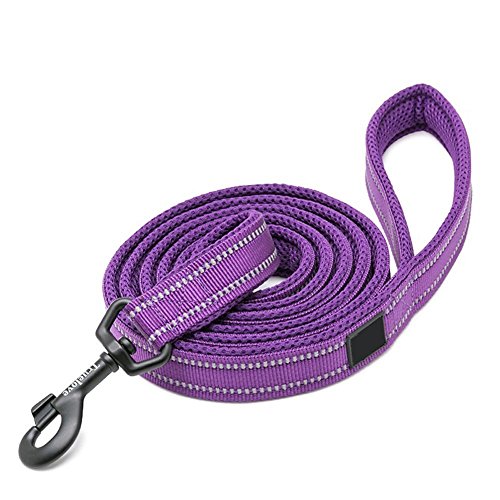 Kismaple Poignée rembourrée Molle La Laisse du Chien, 3M d'aventure extérieure réfléchissante 110cm Laisse du Chien pour Grands, Moyens et Petits Chiens de Compagnie (S (110 * 1.5cm), Violet)