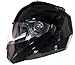 Produktbild Qtech Klapp Motorradhelm mit DOPPELVISIER/Sonnenblende - Schwarz - S (55-56cm)