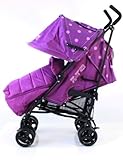 ZETA VOOOM - Plum Dots with Rain Cover + Deluxe 2in1 footmuff liner zip off padded plum