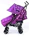 ZETA VOOOM - Plum Dots with Rain Cover + Deluxe 2in1 footmuff liner zip off padded plum