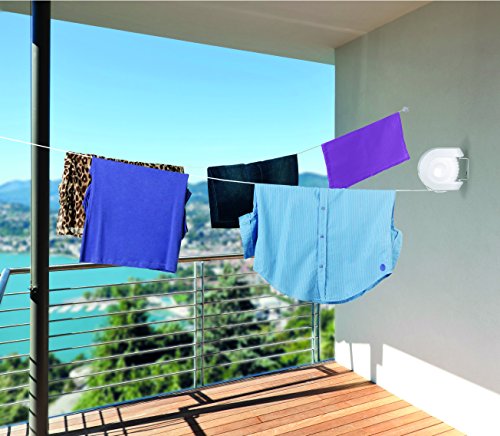 EASYmaxx Wäscheleine ausziehbar 12m ( Camping, Terasse, Balkon, Wetterfest ) - 5