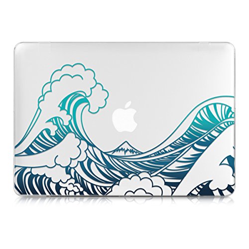 kwmobile Crystal Hülle für Apple MacBook Pro Retina 13″ (ab Ende 2012) Hard Case – dünne durchsichtige transparente Schutzhülle Cover Tasche Wellen Design Blau Dunkelblau Transparent - 2