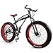 Produktbild Unisex Federung Mountainbike 26 Zoll Fat Tire Rennrad 7/21/24/27 Geschwindigkeiten Snow Bike Pedale mit Scheibenbremsen,BlackRed,21Speed
