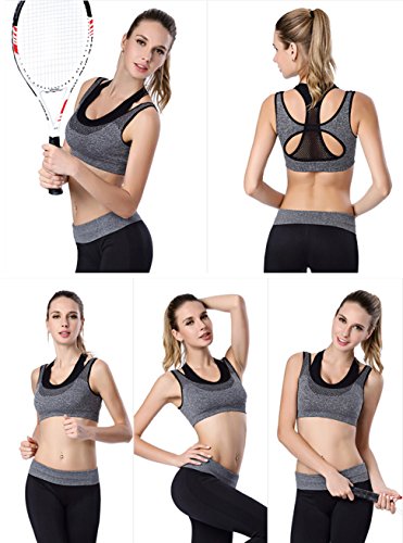 Sport BH, Fascigirl Damen Komfort Sport Wattierter Spitzen BH Bustier Push Up BH ohne Bügel Für Yoga FitnessTraining - 9