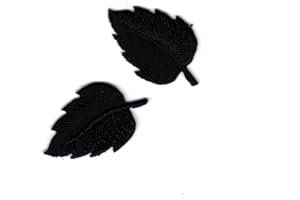 FILOUFACE Patch Ecusson Thermocollant 2 x Petite Feuille Plume Coloris Noir 2 x 3 cm