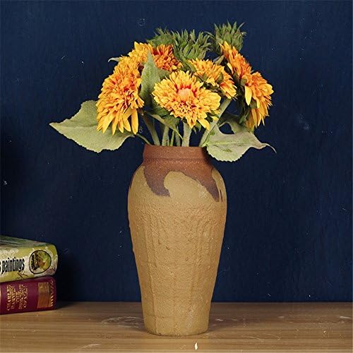 NOHOPE Retro Yellow Ceramic Vases Emulation Flower Container Home Decor Flower Pot Ornaments,A
