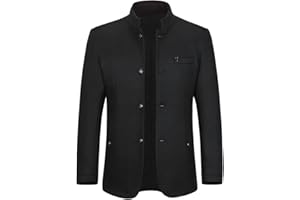 Allthemen Wintermantel Herren Kurzmantel Slim Fit Mantel mit Stehkragen Wolle Warm Wollmantel Business Freizeit