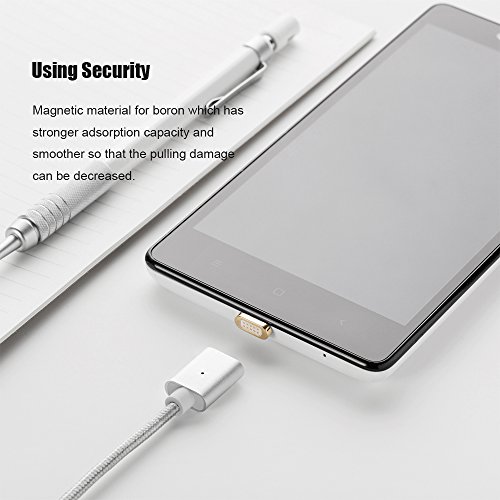 NetDot 1.5M 3. Generation Nylon geflochtene USB-C 2.0 Magnetische Lade- und Datensynchronisationskabel fÃ¼r USB-C Smartphone und Tablet (1.5M Typ-C / Silber)