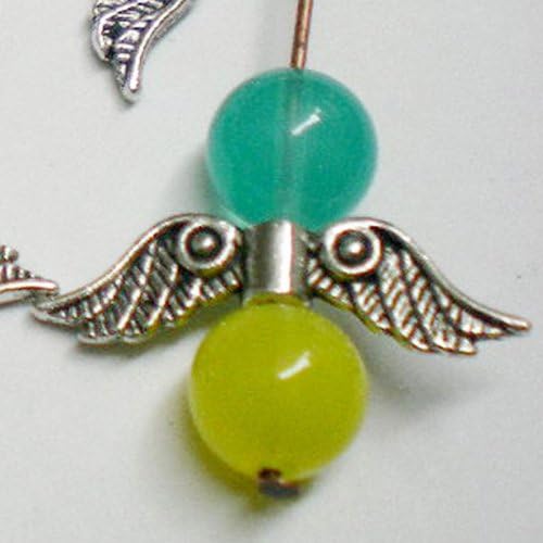 Beading Station 30-Piece Angel Wing Charm Beads for Jewelry Making, 20mm-B, Tibetan Silver