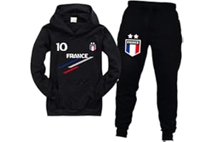 FORLCOOL Jogging Enfant De Football France 2 étoiles Sweats à Capuche Survêtements garçon Sweats à Capuche Pantalons de Sport