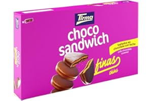 Tirma Choco Sándwich Fino de Chocolate con Leche – 8 Packs de 27,25 g (Estuche de 218 g) | Galletas Dulces con Relleno Bañadas en Chocolate con Leche | Snack Ideal para Merienda y Tentempiés