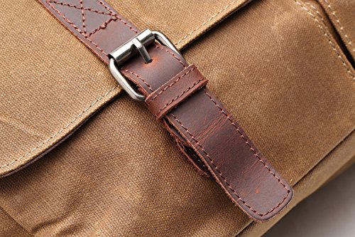 Messenger Bag H-ANDYBAG Waxed Canvas Herren Umh  ngetasche Passt 15 Zoll Laptop  Khaki 