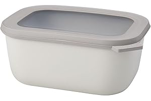 Mepal - Multi Bowl Cirqula Rectangular - Contenitori Plastica con Coperchio - Adatto come Contenitore Ermetico per Frigo, Microonde, Congelatore da Portata - Ciotole Cucina - 1500 ml - Nordic White
