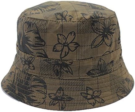 Nameblue Unisex Foldable Cotton Bucket Hat Bush Hat Sun Cap Fishing Cap Fishermen B11004-coffee