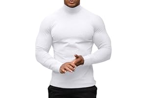 PRIVIMIX Haut Thermique à Manches Longues pour Homme - sous-vêtement - Pull à col roulé - Coupe ajustée - Décontracté - Coton