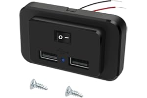 HOEMBPN 4,8A Dual USB Auto Ladegerät Steckdose mit Schalter und LED, 12V/24V USB Ladebuchse Panel für Wohnmobil SUV LKW Boot