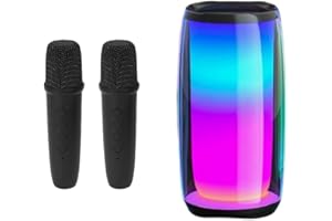 BESTYKS Karaoke per Bambini e Adulti, con 2 Microfono Wireless UHF, Macchina per Karaoke Portatile con Luce LED
