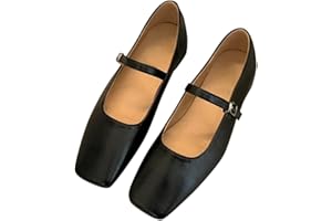 Minetom Femmes Filles Mary Jane Élégant Fête Soirée Ballerines à Bout Carré Confortable Plates Flats Chaussures avec Boucle