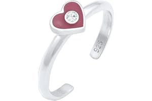 Elli Ring Kinder Herz Enamel mit Kristalle in 925 Sterling Silber