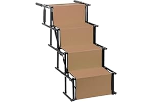 DDMINE Rampe pour Chiens, Escalier pour Chiens Grands et Petits Chiens, Rampe pour Chien Voiture Rampe Pliable pour Voiture, Canapé ou Lit, Antidérapante, Chargable jusqu'à 80 kg (Brun)