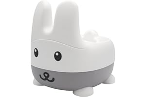 ANA BABY Bunny Training Potty with Back Rest, Removable Bowl & Lid (Grey)