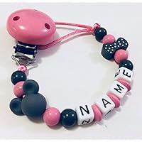 Schnullerkette mit Namen Mädchen Silikon Maus