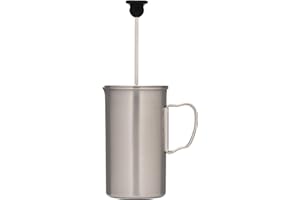 SNOW PEAK Unisex's Titanium French Press, CS-111, Japanese, Lifetime Product Guarantee, Sustainable, Ultralight for Coffee While Backpacking and Camping, One Size, D 3.2" H 5.5"