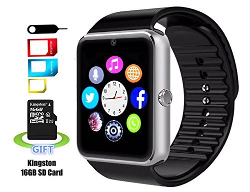 Smart reloj señora largo YG8 Bluetooth a prueba de sudor muñeca reloj inteligente con pantalla táctil/llamadas de manos libres/cámara/anti-lost/recordatorio de llamadas para Android incluye 16 G tarjeta SD (plata)