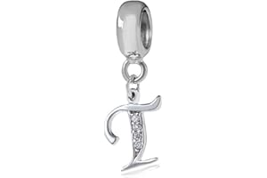 YIRONG JEWELRY Letter Charm 925 Sterling Silver Beads Alphabet Charms Initial Charm Anniversary Charm Words Charm fits Pandora Charms Bracelet