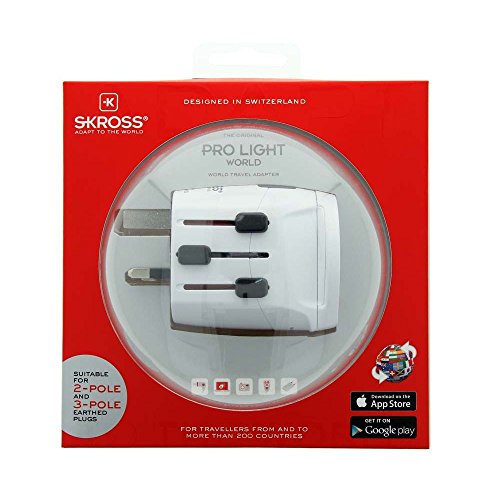 SKROSS PRO Light – World: 3-Pol-Reiseadapter mit patentiertem Länderschiebersystem für Reisen von und in über 200 Länder (USA, UK, Australien, China, …) - 9