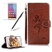 Produktbild Girlyard Premium PU Ledertasche für Huawei P10 Plus mit Lanyard Strap, Flip Case in Brieftasche Book Style Schutzhülle Blumen und Tanzen Mädchen Muster Design 2 in 1 Abnehmbare Magnetverschluss mit Standfunktion Karteneinschub Handyhülle Etui -- Braun