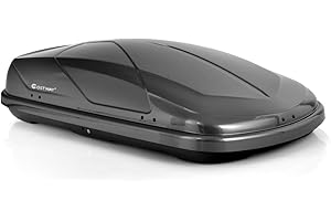 COSTWAY Car Roof Box, 400L Capacity Hard Roof Cargo Carrier with Security Keys & Dual Side Opening, Waterproof Rooftop Luggage Storage Box for Car, SUV, Van, Fits Most Cars (Grey)