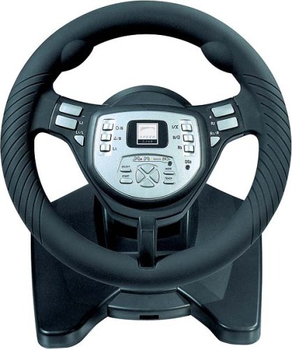 Speedlink Thunder Force Steering Wheel for Playstation 2 PS2 (Vibration, Hand Brake, Gear Shift Pedal Set)