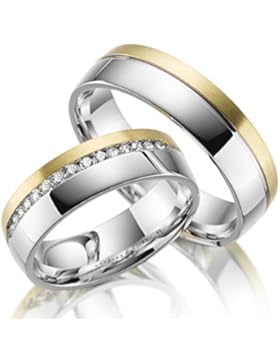 2 x Trauringe 925 Silber PAARPREIS inkl. Swarovski Crystal und Gravur AG.21