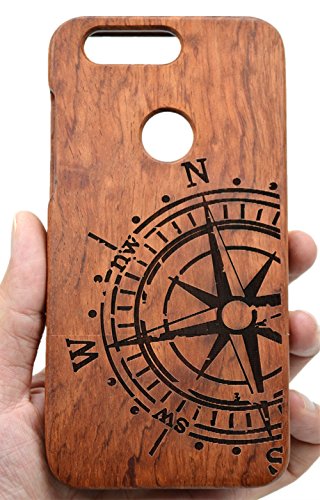 PhantomSky Huawei Honor 8 Funda de Madera   Serie de Lujo  Natural Hecha a Mano de Bamb   Madera Carcasa Case Cover para tu Smartphone - Comp  s Palisandro Rosewood Compass 