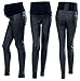 Happy Mama Women's Maternity Wax Look Skinny Trousers 189p (Black, 20)